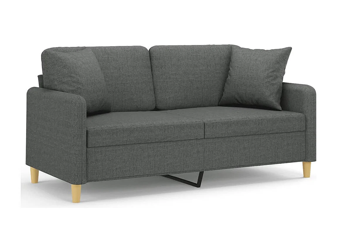 Canapé 2 places avec oreillers gris foncé 140 cm tissu REO92896
