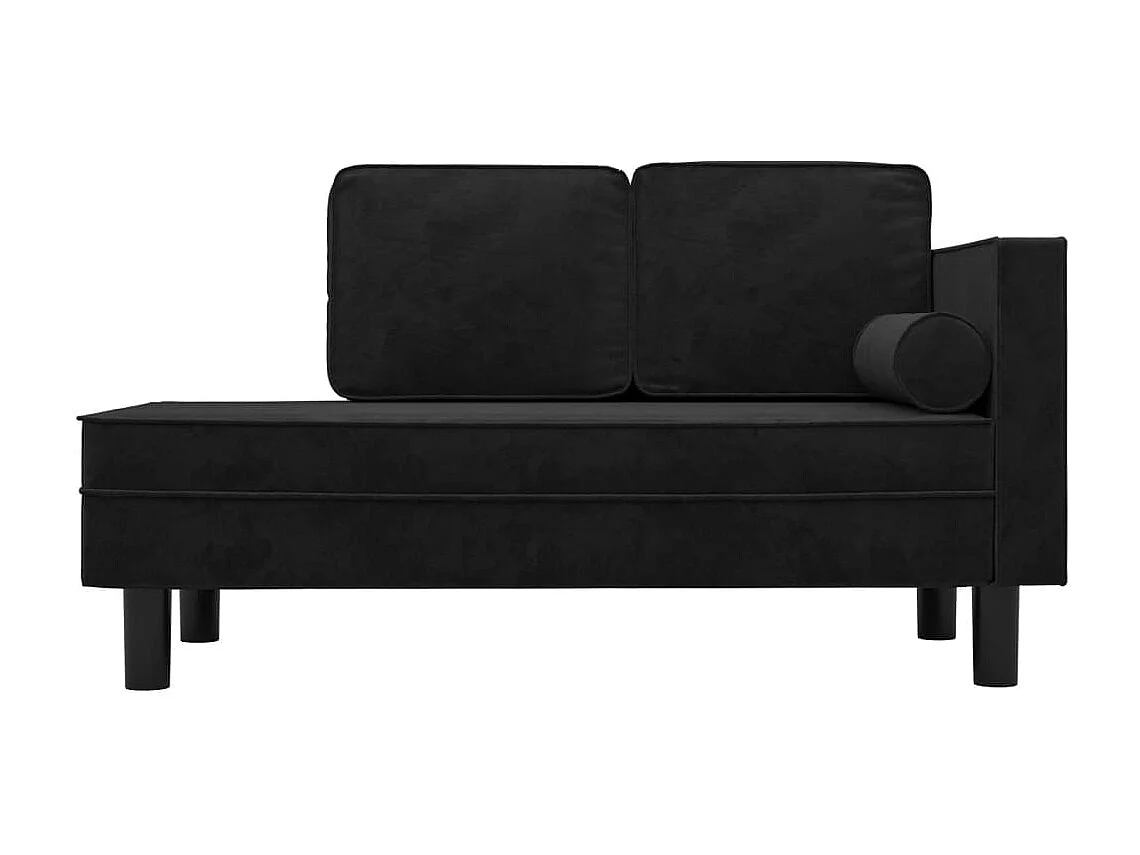 Canapé fixe avec coussins et traversin noir velours REO82224