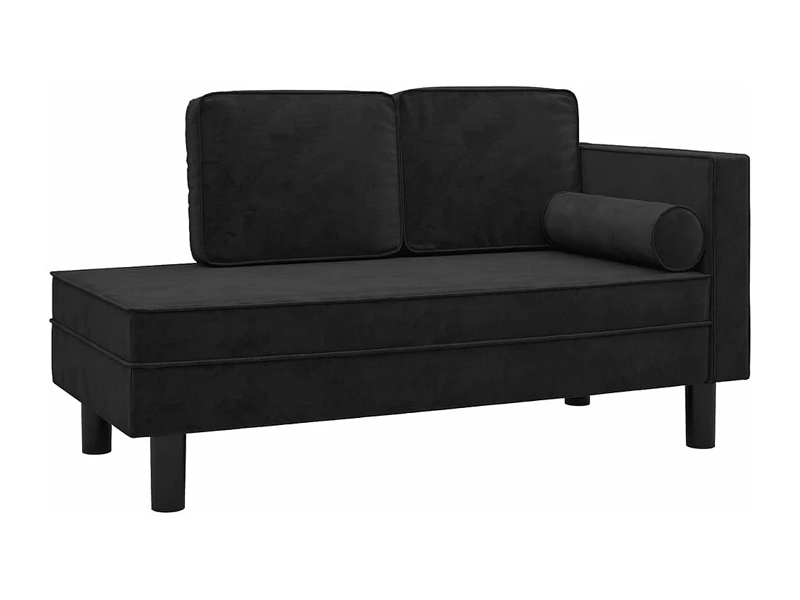 Canapé fixe avec coussins et traversin noir velours REO82224