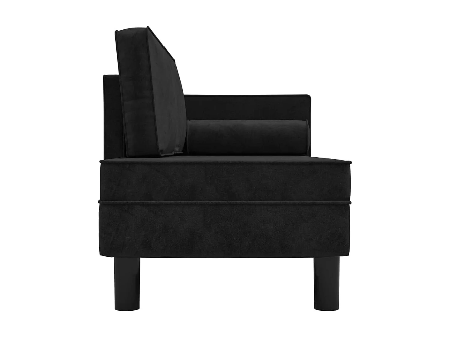 Canapé fixe avec coussins et traversin noir velours REO82224