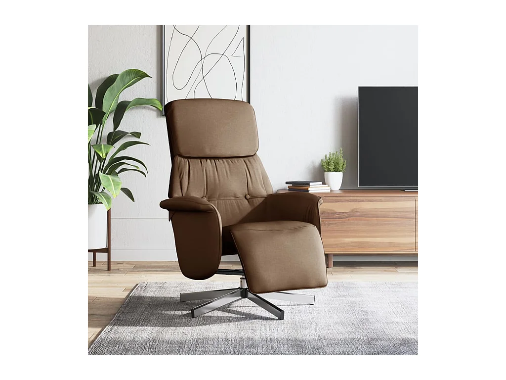 Fauteuil inclinable avec repose-pieds marron tissu REO53409
