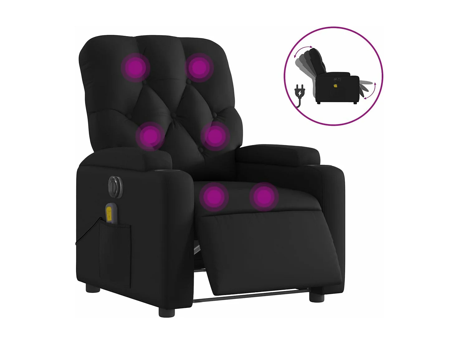 Fauteuil de massage inclinable électrique noir similicuir REO37427