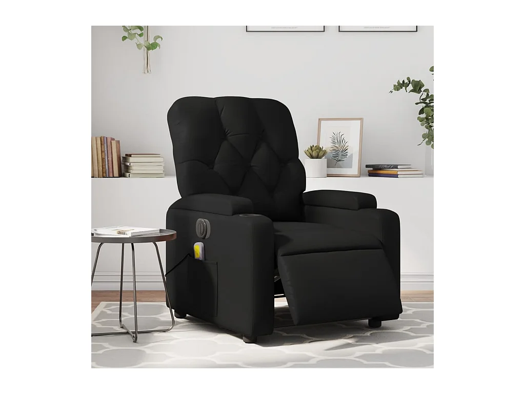 Fauteuil de massage inclinable électrique noir similicuir REO37427