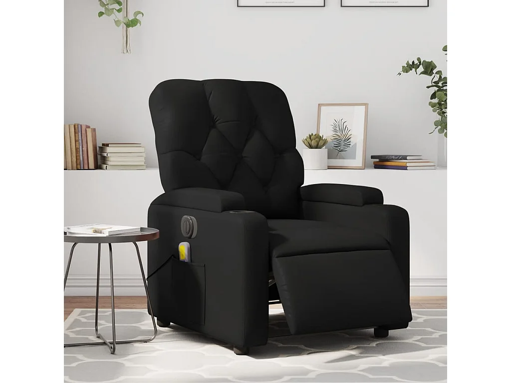 Sillón de masaje reclinable eléctrico cuero sintético negro YOE23249