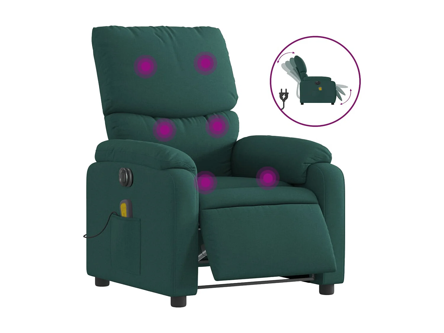 Fauteuil de massage inclinable électrique Vert foncé Tissu REO62617