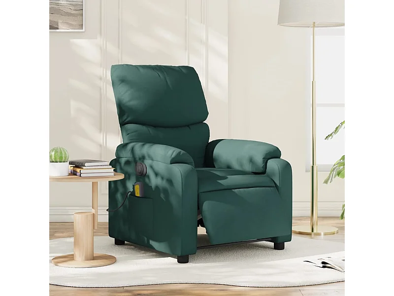 Fauteuil de massage inclinable électrique Vert foncé Tissu REO62617