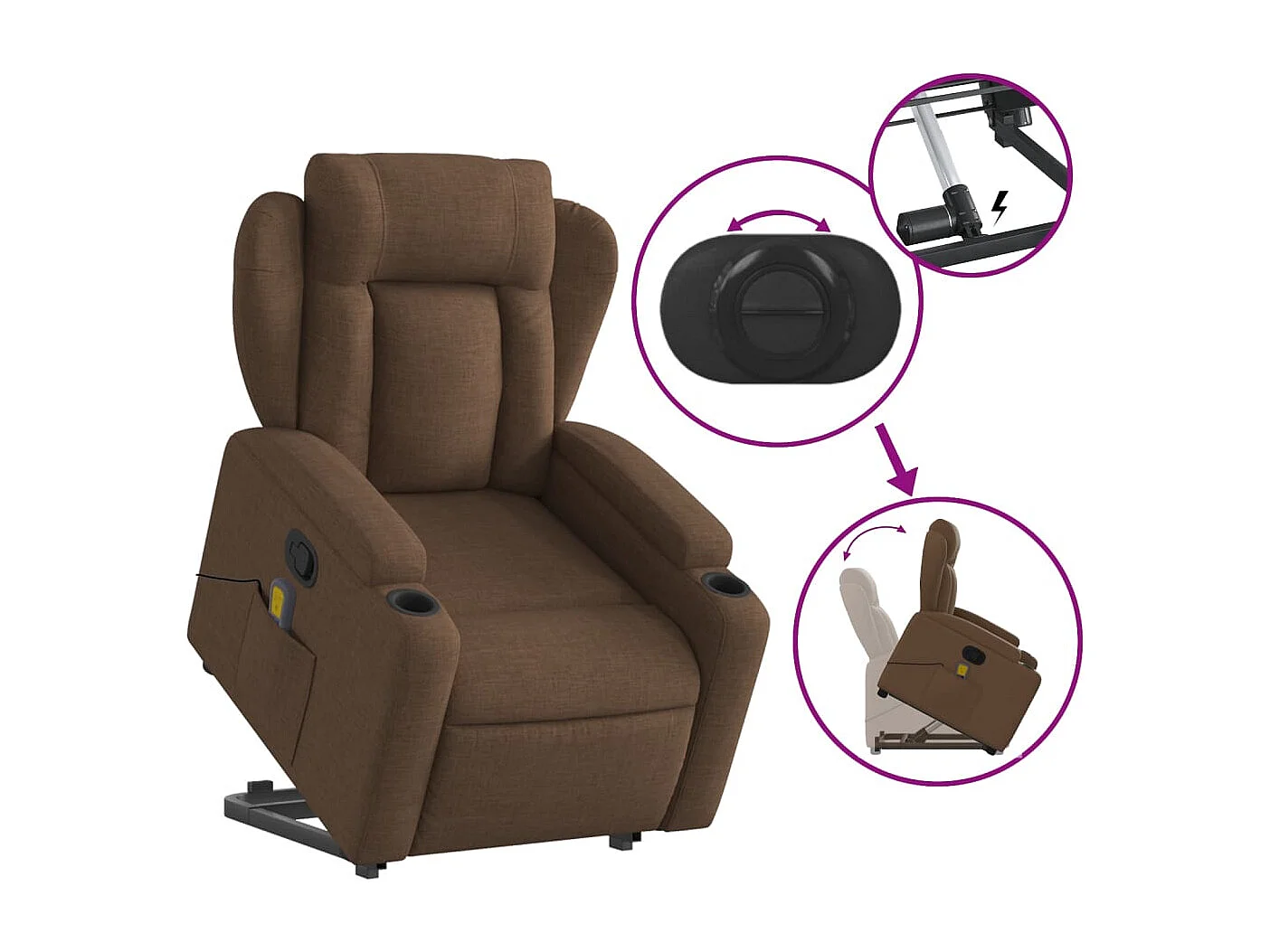 Fauteuil de massage inclinable Marron Tissu REO87280