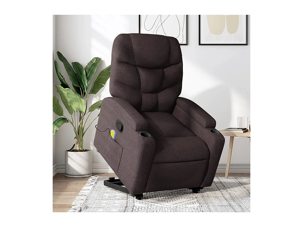 Fauteuil inclinable de massage Marron foncé Tissu REO63581