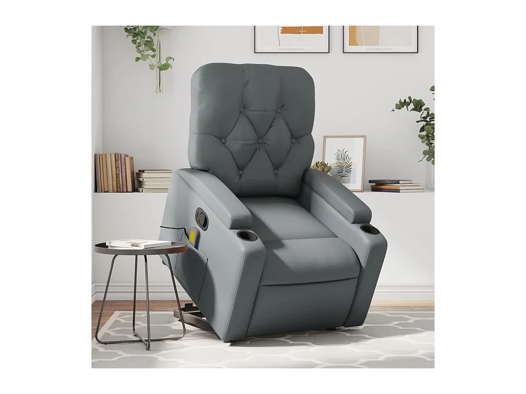 Fauteuil inclinable de massage Gris Similicuir REO21794