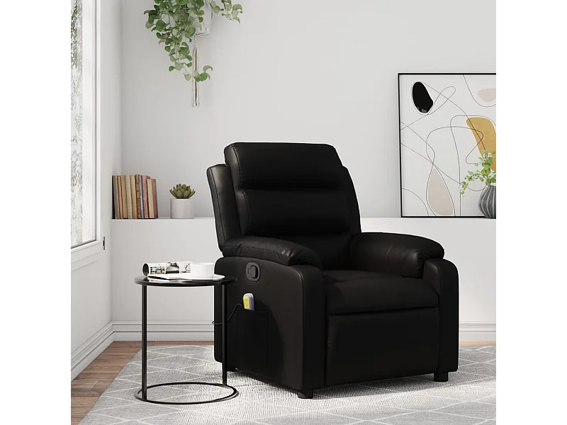 Sillón de masaje reclinable cuero sintético negro YOE14772