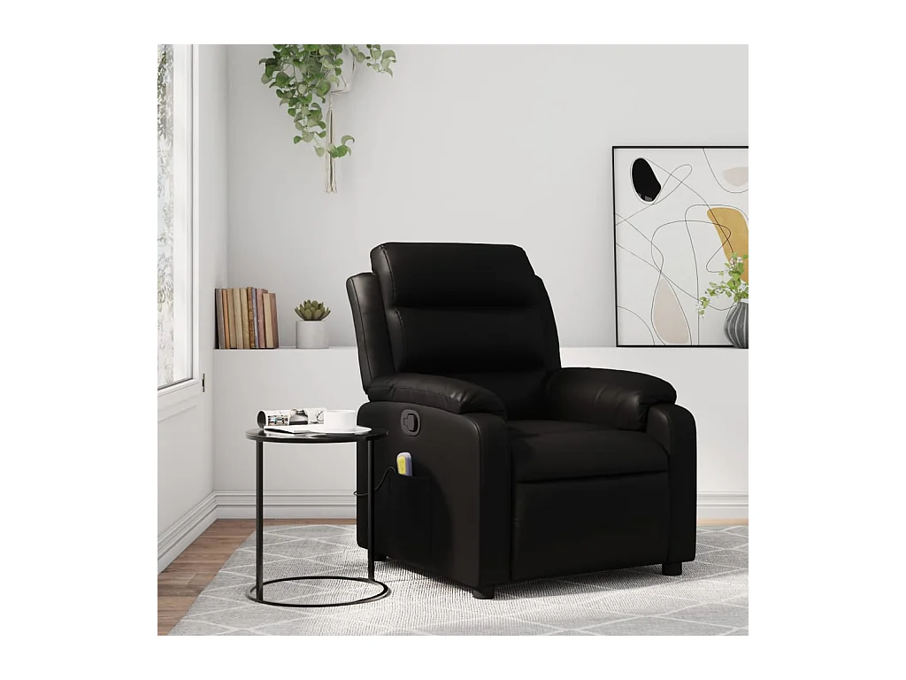 Fauteuil de massage inclinable Noir Similicuir REO91941