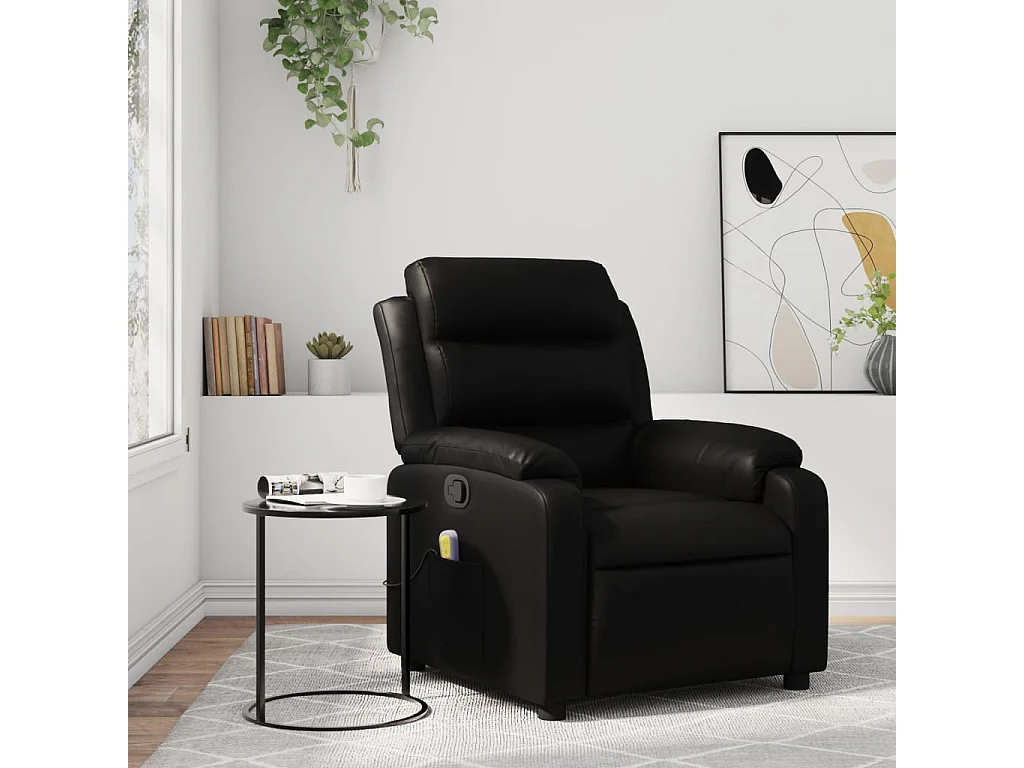 Fauteuil de massage inclinable Noir Similicuir REO91941