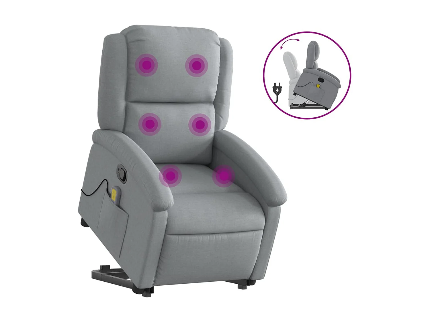 Fauteuil de massage inclinable Gris clair Tissu REO71994