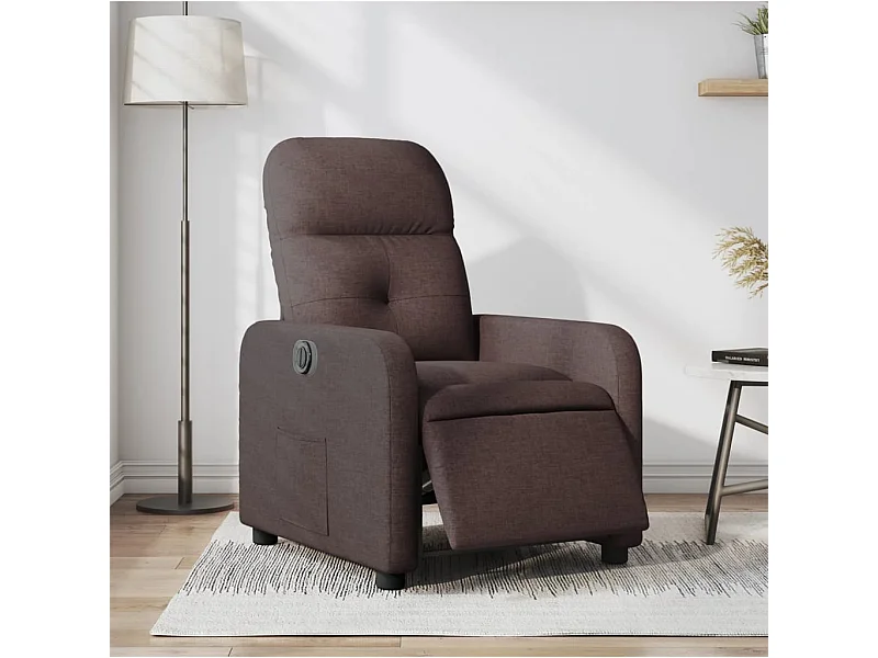 Fauteuil inclinable électrique Marron foncé Tissu REO84189
