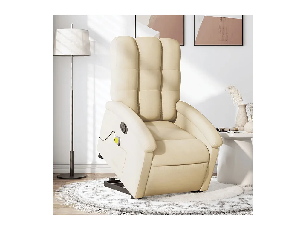 Fauteuil inclinable de massage électrique Crème Tissu REO65207
