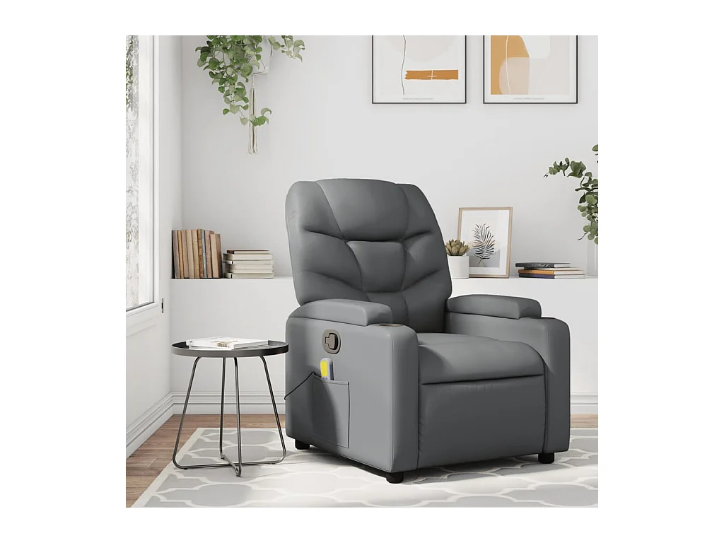 Fauteuil de massage inclinable Gris Similicuir REO82014