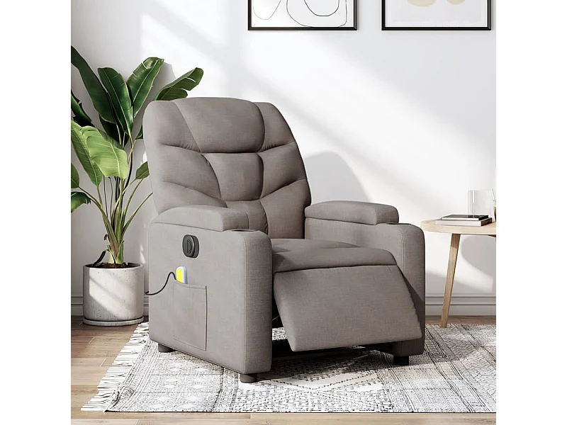 Sillón reclinable de masaje eléctrico tela gris taupe YOE62813