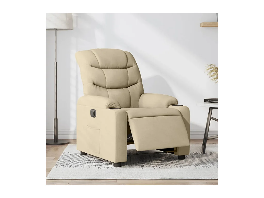 Fauteuil inclinable électrique Crème Tissu REO88911