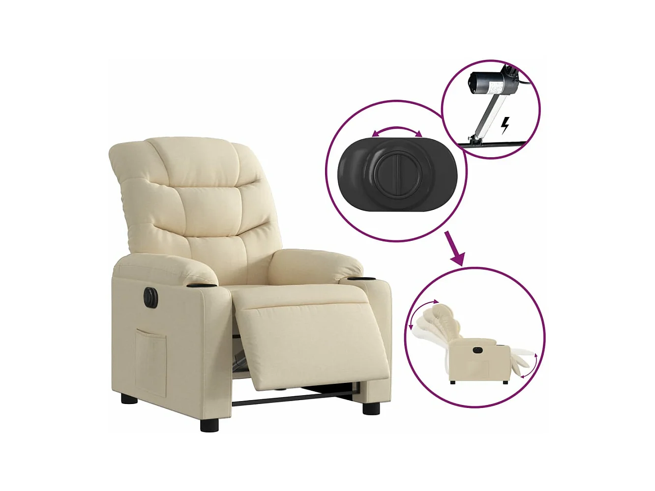 Relaxsessel Elektrisch | Fernsehsessel Creme Stoff -gkd118243