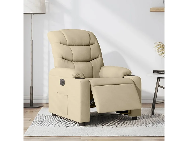 Fauteuil inclinable électrique Crème Tissu REO88911