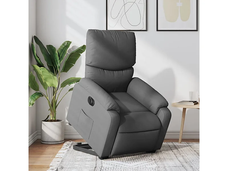 Sillón eléctrico reclinable elevable de tela gris oscuro YOE66421