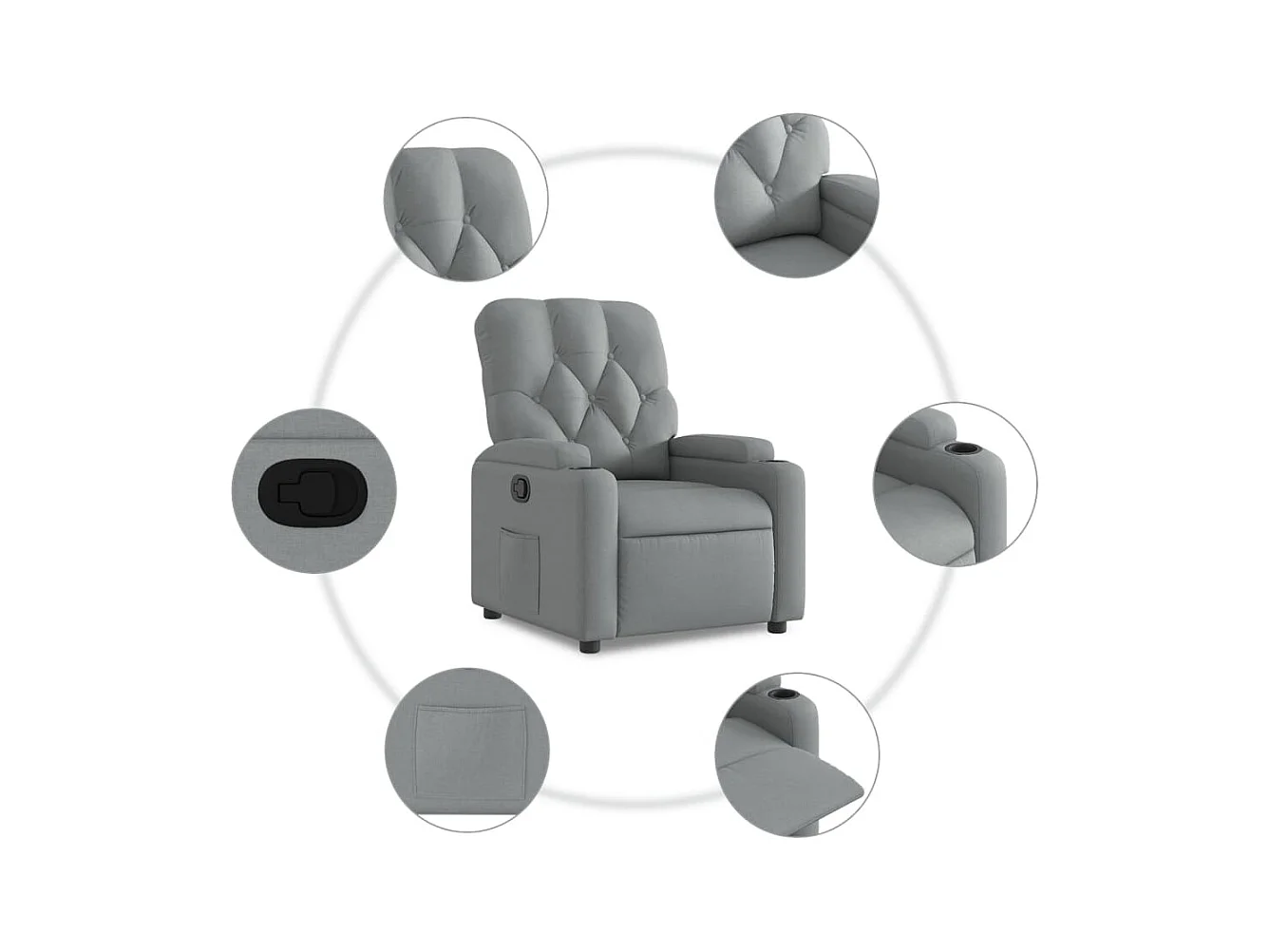 Fauteuil inclinable Gris clair Tissu REO67995
