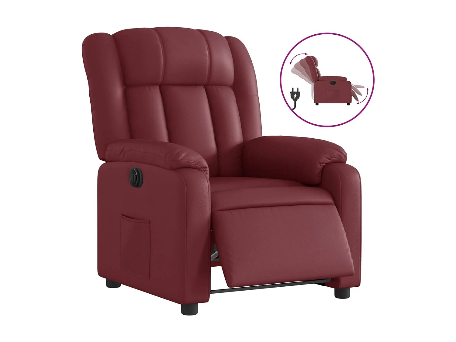 Relaxsessel Elektrisch | Fernsehsessel Weinrot Kunstleder -gkd585760