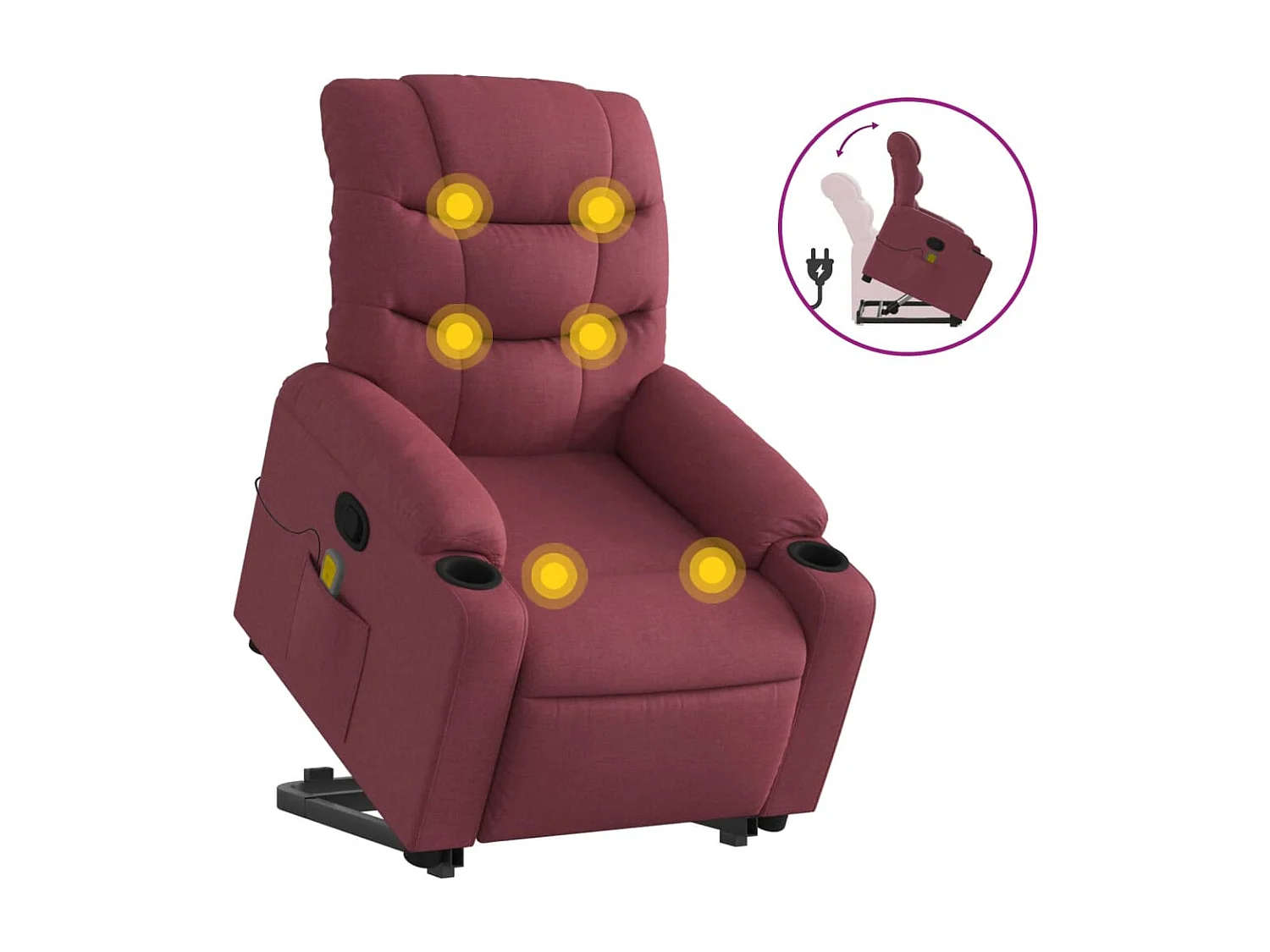 Fauteuil inclinable de massage Rouge bordeaux Tissu REO42125