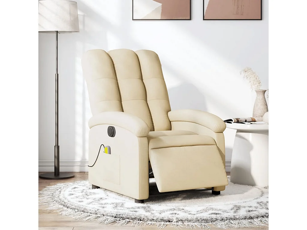Fauteuil inclinable de massage électrique crème tissu REO40371