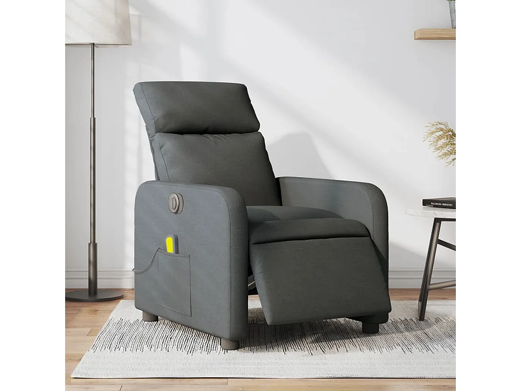 Sillón reclinable de masaje eléctrico tela gris oscuro YOE16885