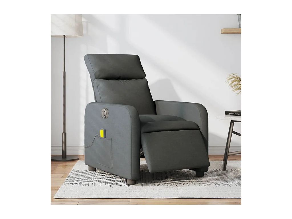 Fauteuil inclinable de massage électrique gris foncé tissu REO43716