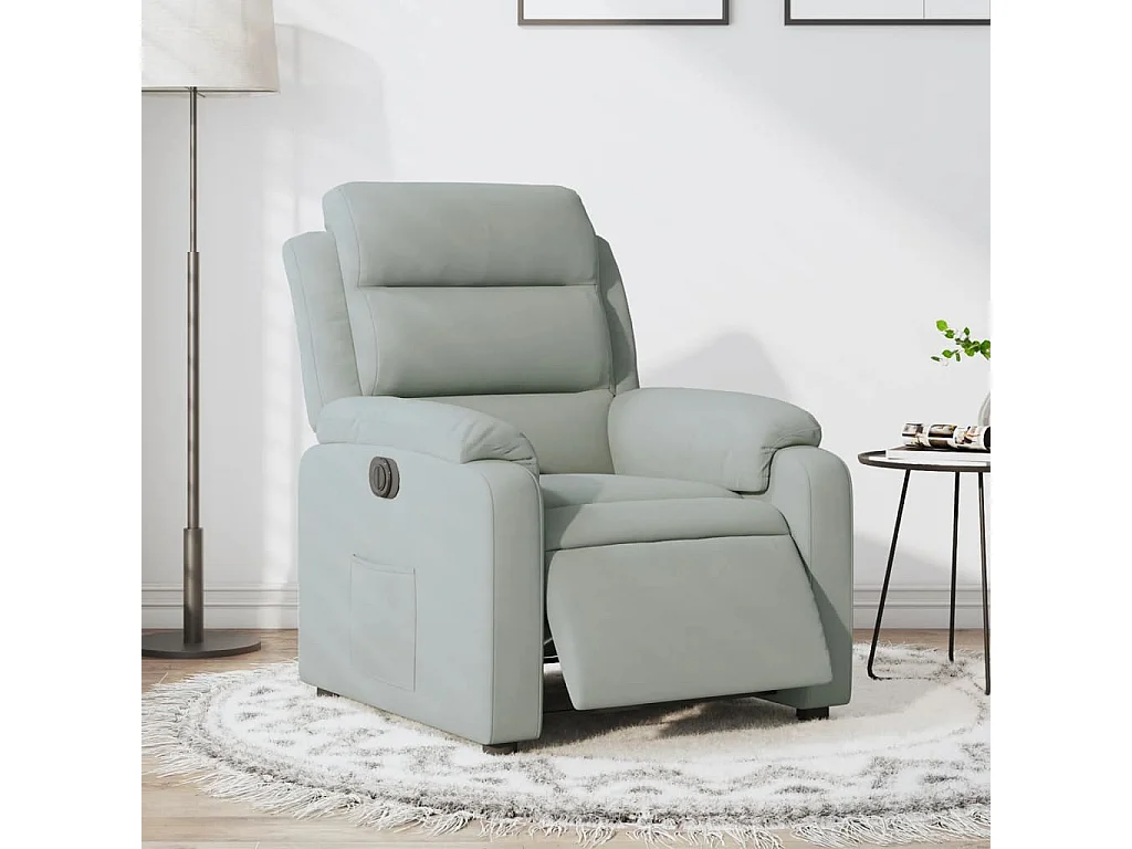 Fauteuil inclinable électrique gris clair velours REO80844