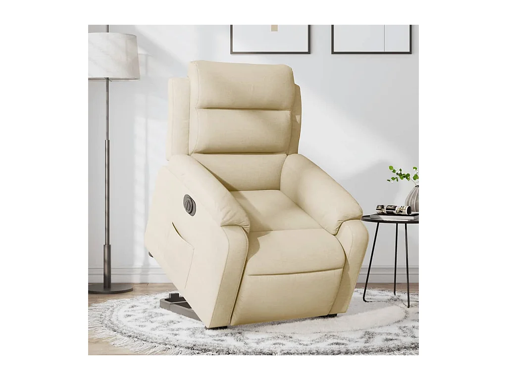 Poltrona reclinável elevatória elétrica tecido cor creme PT348343