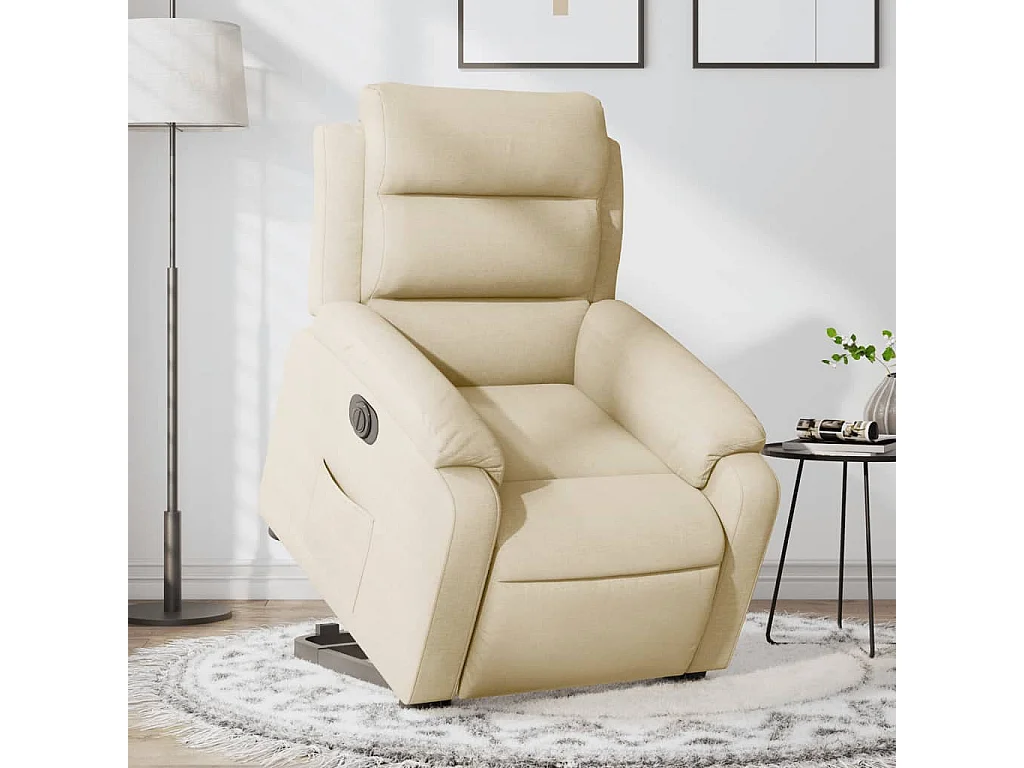 Poltrona reclinável elevatória elétrica tecido cor creme PT348343