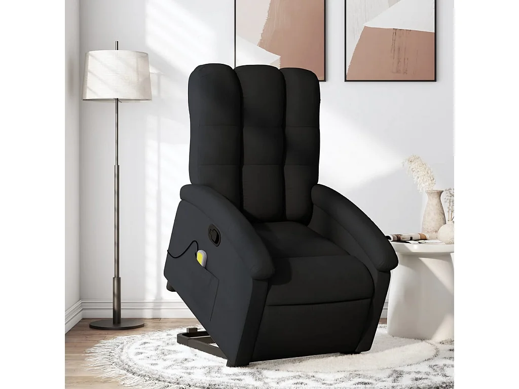 Sillón reclinable de masaje elevable tela negro YOE48194