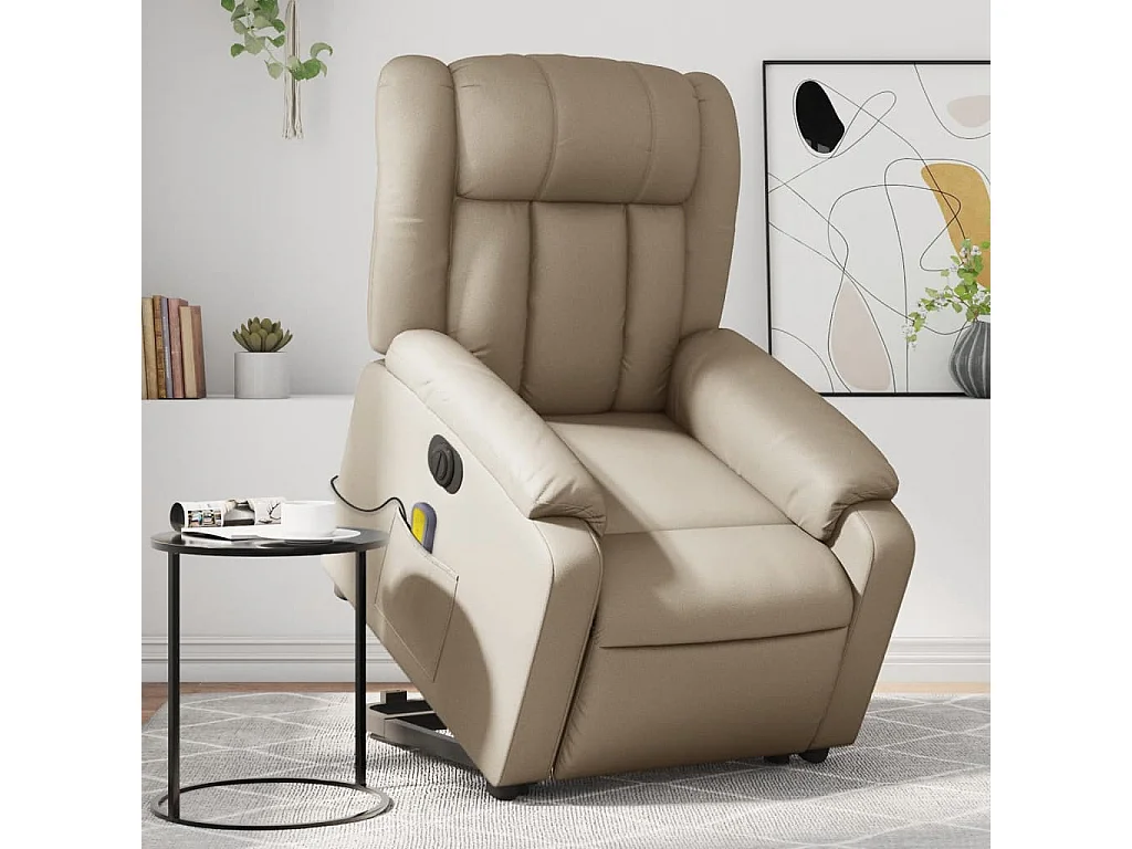 Fauteuil inclinable de massage électrique cappuccino similicuir REO51195