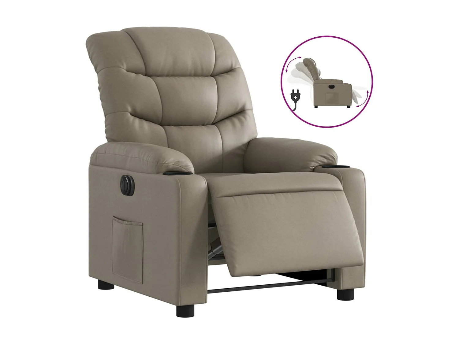 Fauteuil inclinable électrique Cappuccino Similicuir REO57166