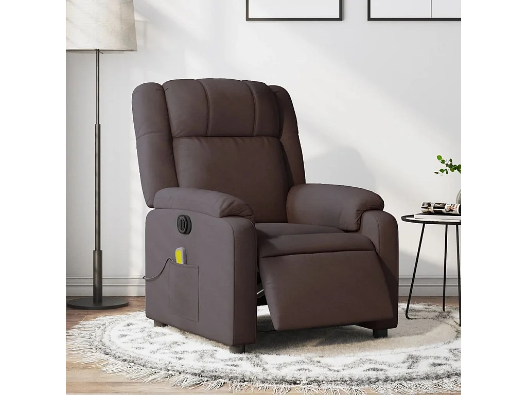 Sillón reclinable de masaje eléctrico tela marrón oscuro YOE84631