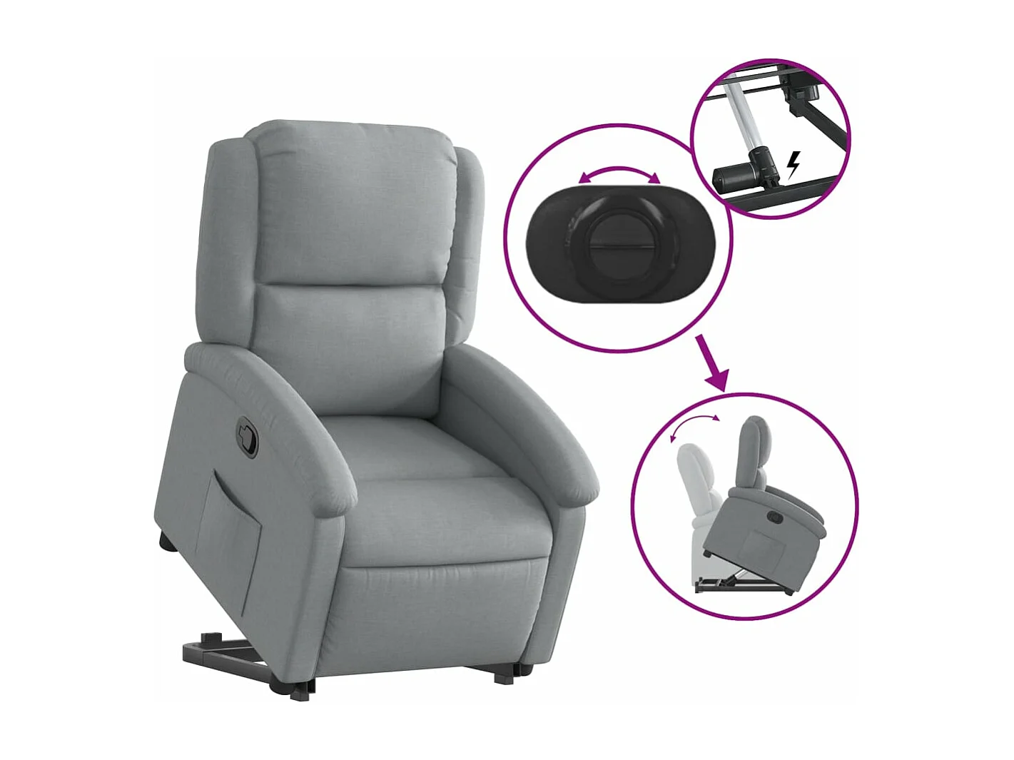 Fauteuil inclinable Gris clair Tissu REO43281