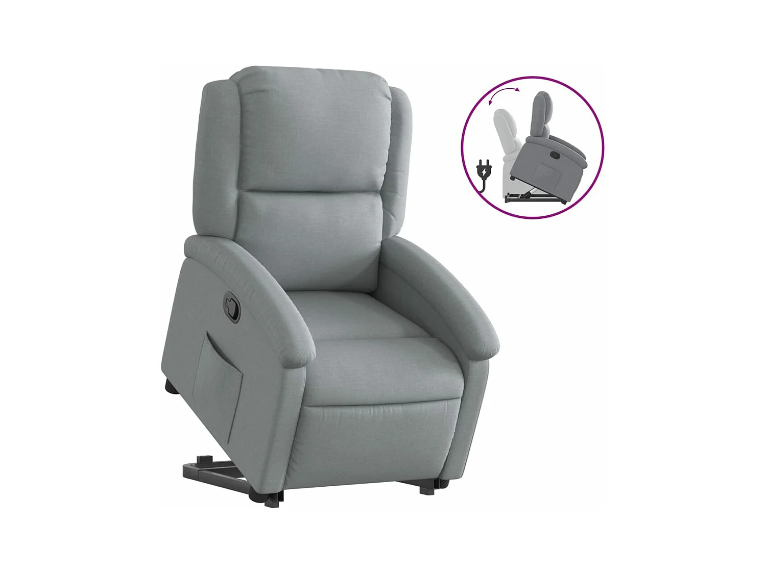 Sillón reclinable elevable de tela gris claro YOE27560