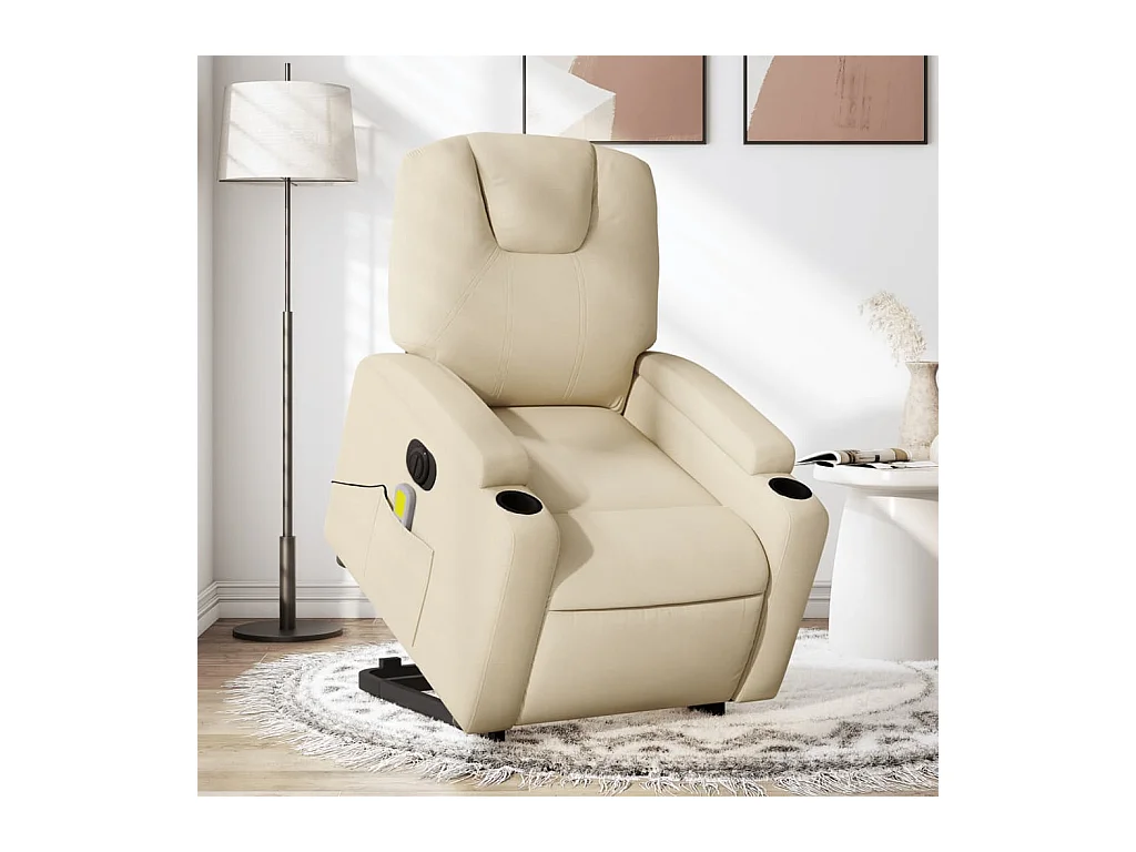 Fauteuil inclinable de massage électrique Crème Tissu REO90437