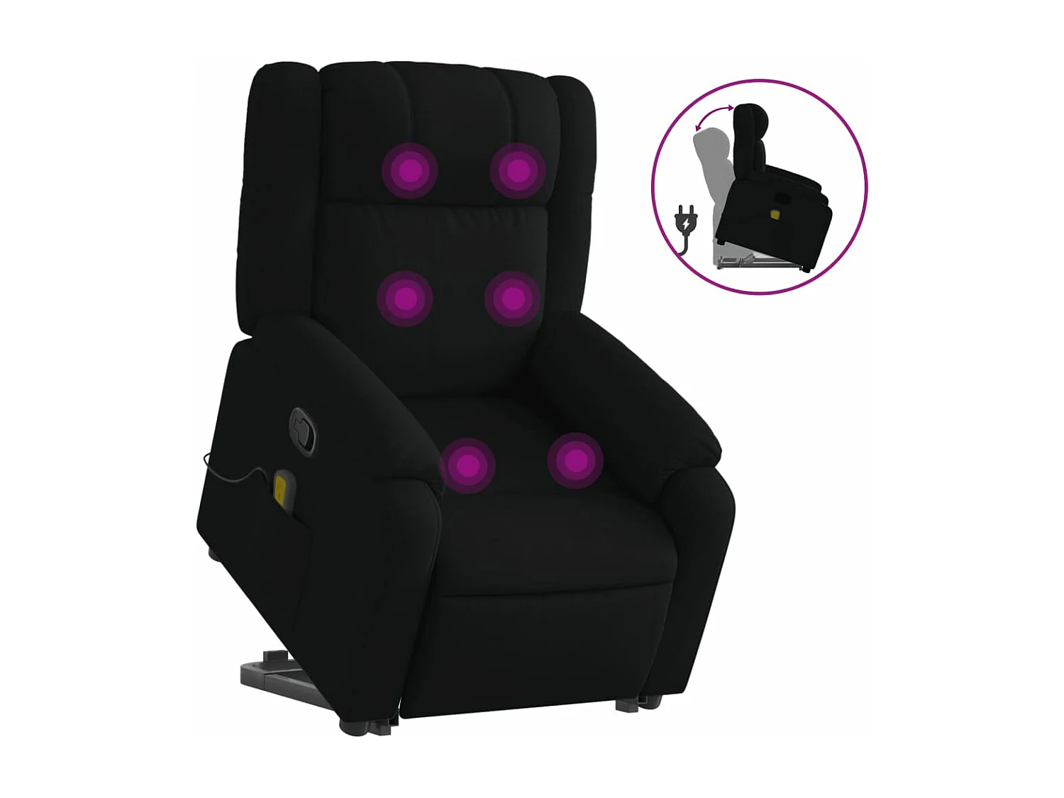 Sillón reclinable de masaje elevable tela negro YOE79634