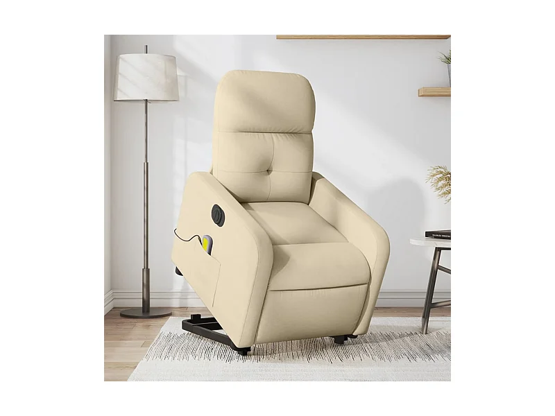 Sillón de masaje eléctrico reclinable elevable tela crema YOE54935