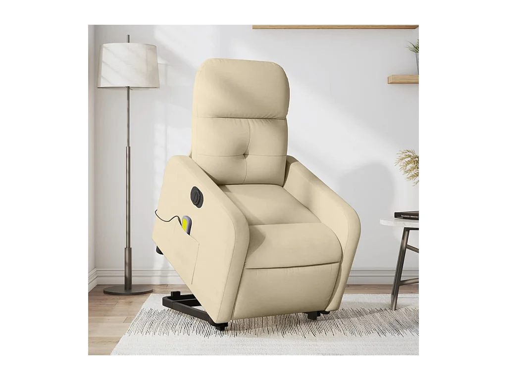 Fauteuil inclinable de massage électrique Crème Tissu REO26775