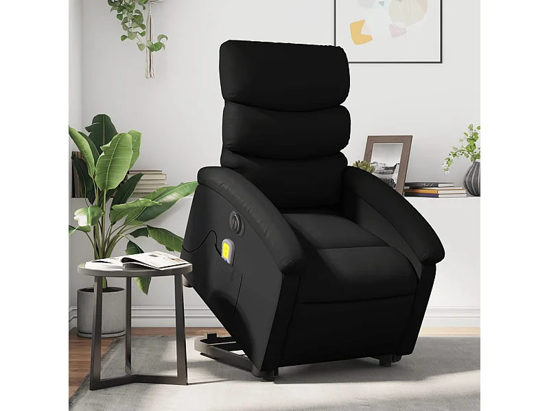 Fauteuil inclinable de massage électrique noir similicuir REO48756
