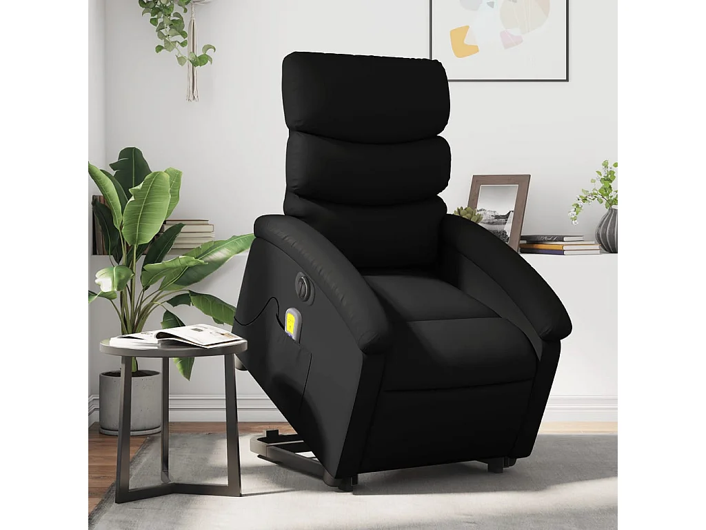 Sillón de masaje elevable eléctrico cuero sintético negro YOE28038