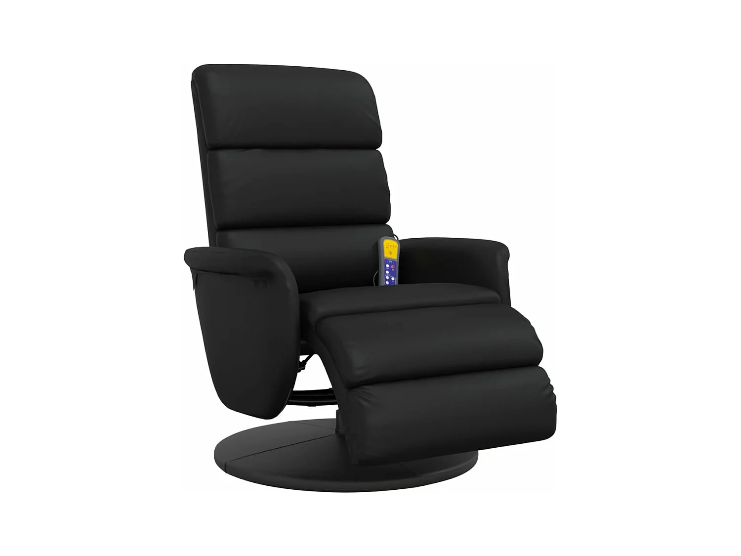 Sillón reclinable masaje con reposapiés cuero sintético negro YOE69621