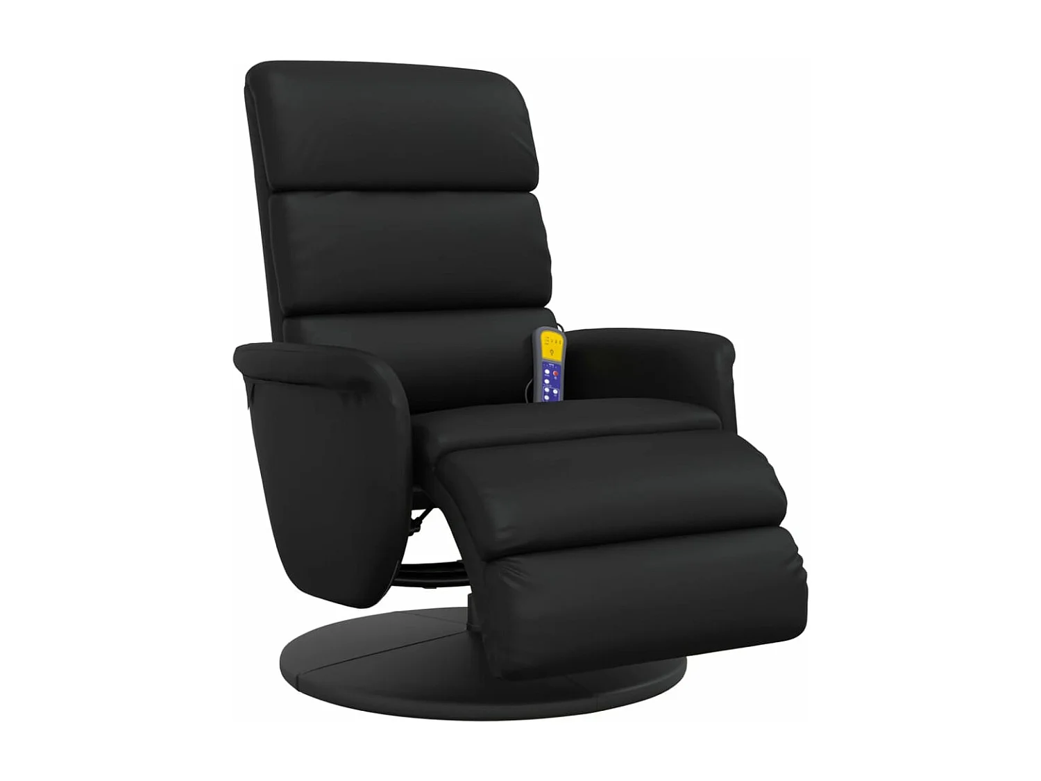 Sillón reclinable masaje con reposapiés cuero sintético negro YOE69621