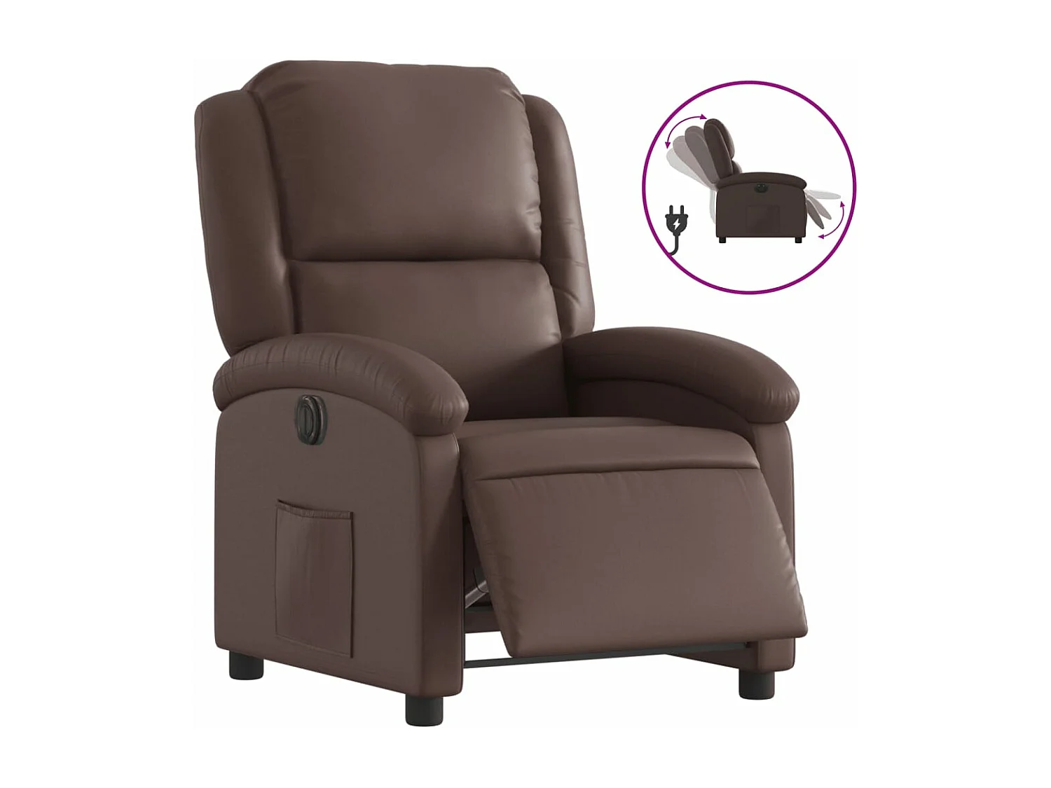 Fauteuil inclinable électrique Marron Similicuir REO61874
