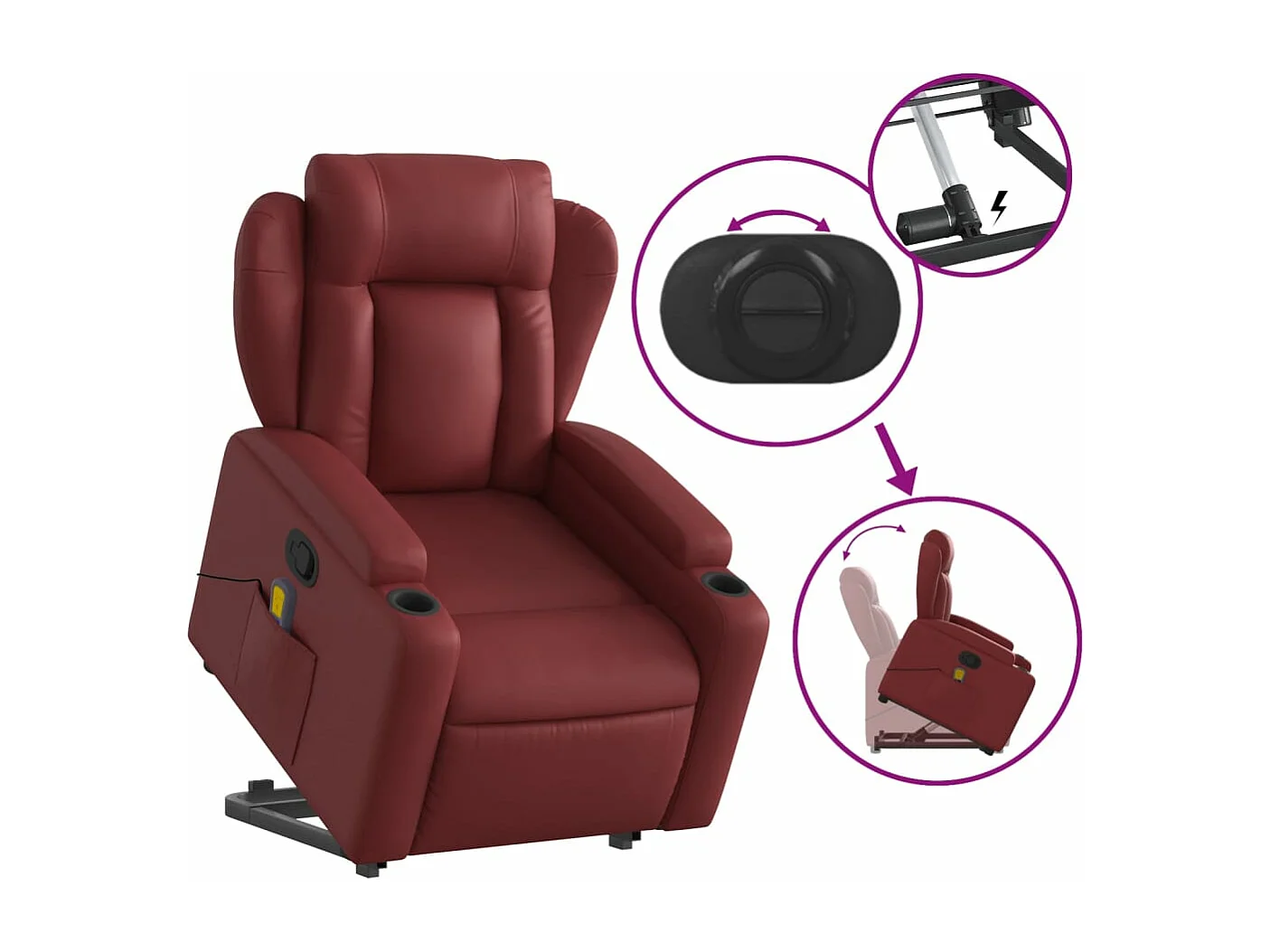Fauteuil inclinable de massage Rouge bordeaux Similicuir REO15882